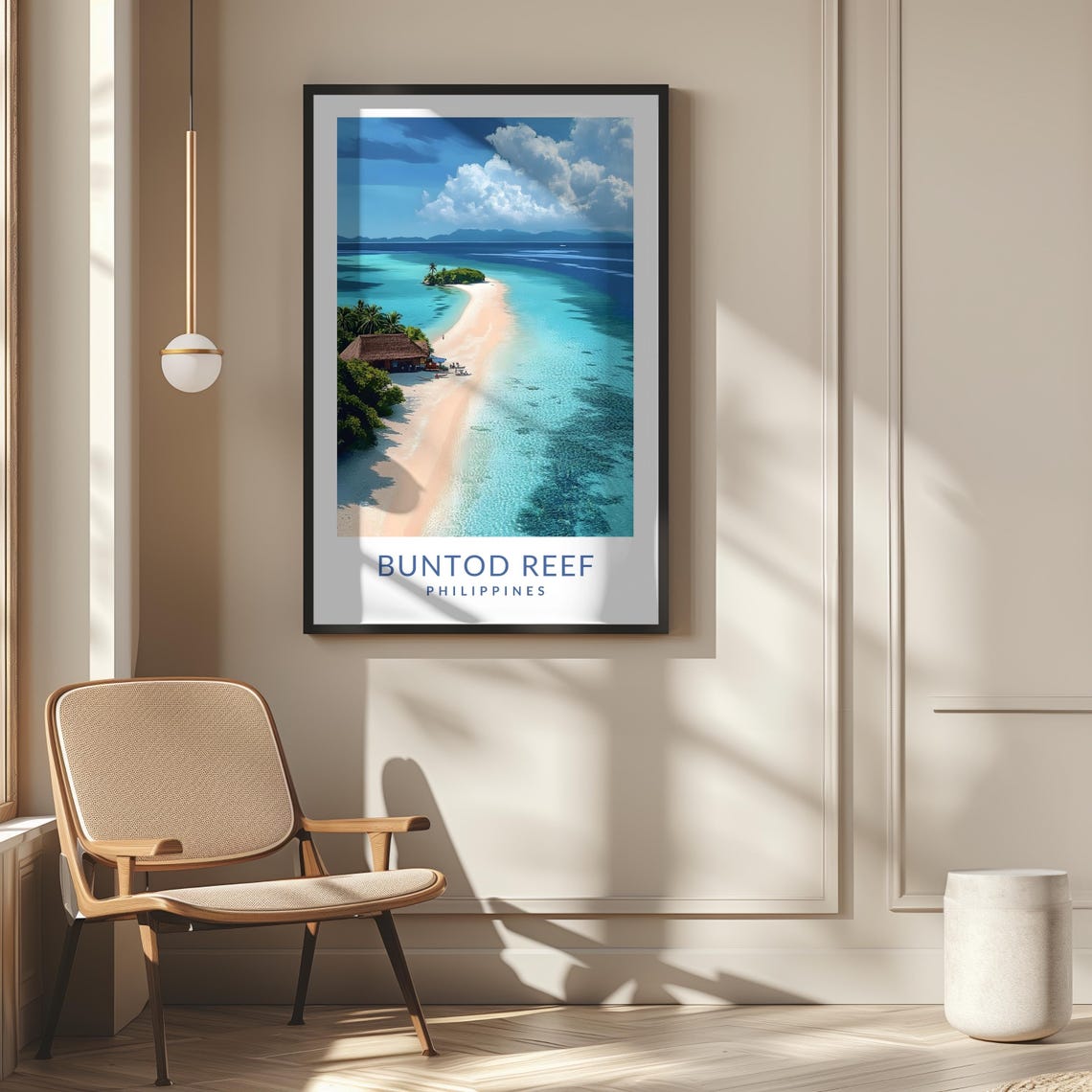 Buntod Reef Philippines Sandbar Aerial Turquoise Beach Travel Poster - Image 2