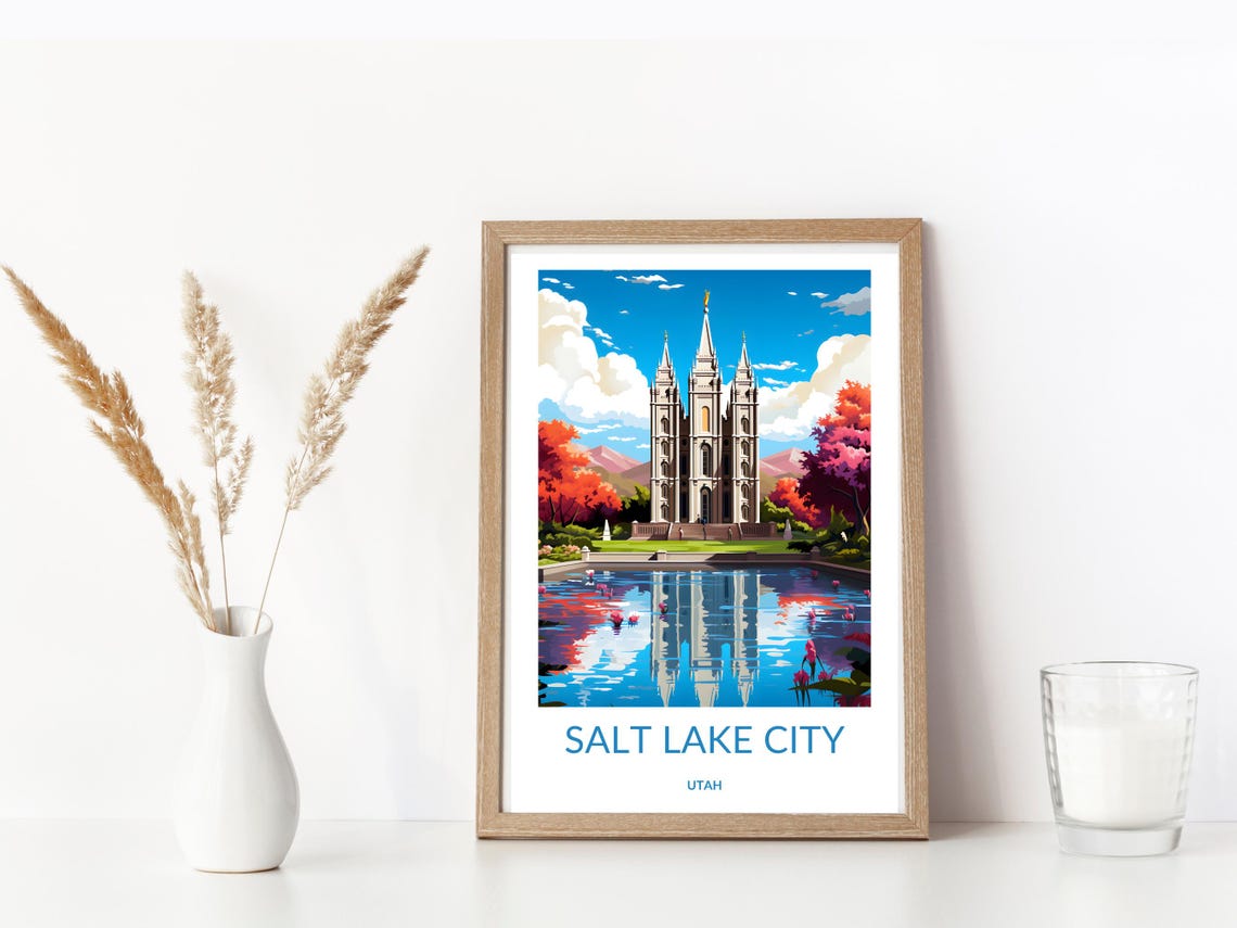 Salt Lake City Travel Poster Salt Lake City Print Salt Lake City Gift Salt Lake City Temple Art Salt Lake City Decor Utah Wall Art Utah Gift - Image 3