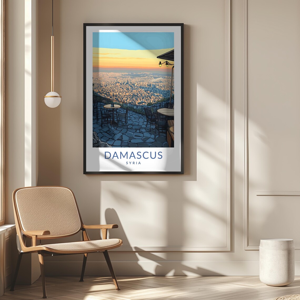Damascus Syria Mount Qasioun Sunset City Overlook Travel Poster - Image 2