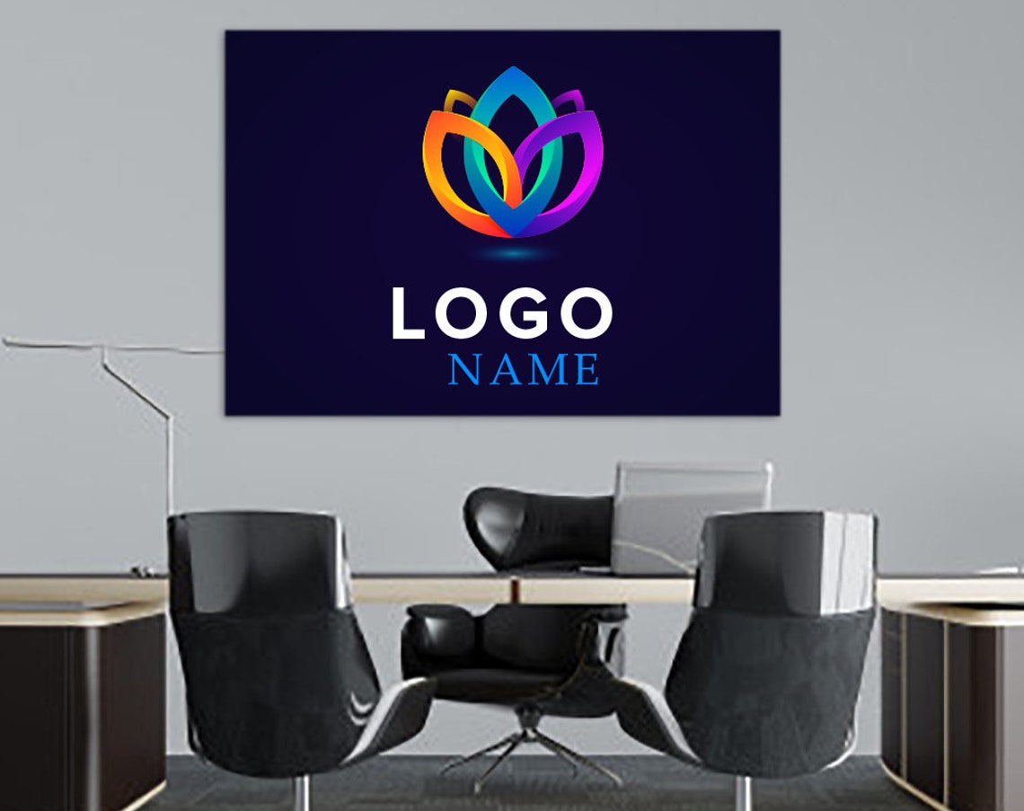 Custom Company Logo Print Colorful Lotus Logo Name Office Sign Gift - Image 4