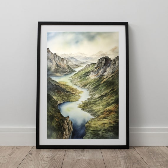 Fjords Wall Art Watercolor Norwegian Nature Home Dcor Norway Fjord Print Instant Travel Print For Home Lake