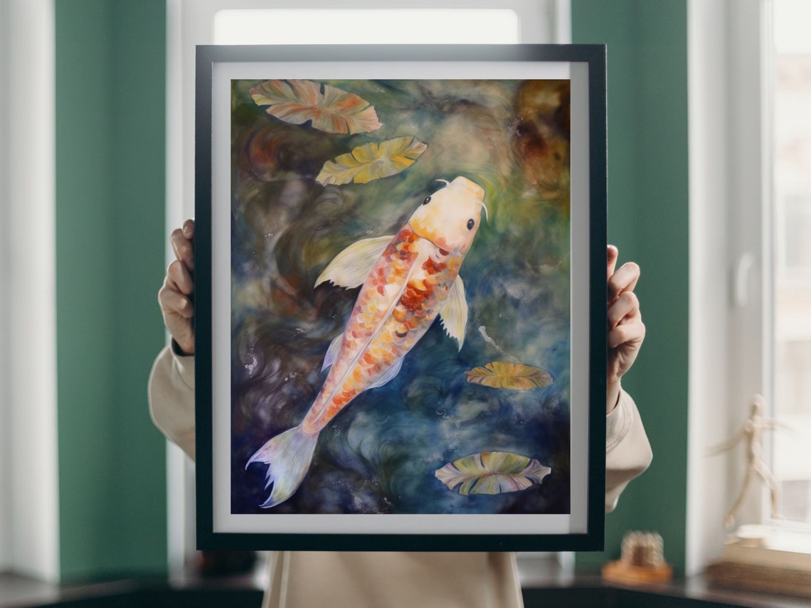 Koi Fish Watercolor Painting3 Zen Wall Art Koi Fish Wall Decor Japanese Watercolor Art Pond Watercolor Art Koi Fish Art Print Yoga Art - Image 4