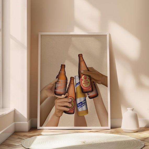 Filipino Beer Toast San Miguel Red Horse Retro Bar Art Poster