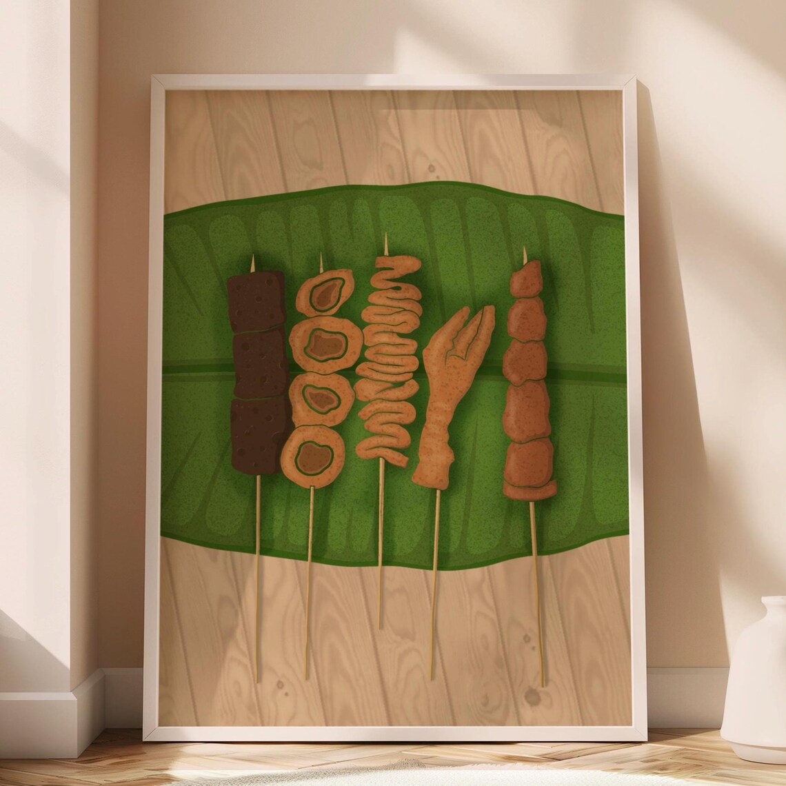 Filipino Street Food Skewers Isaw Barbecue Banana Leaf Wall Print