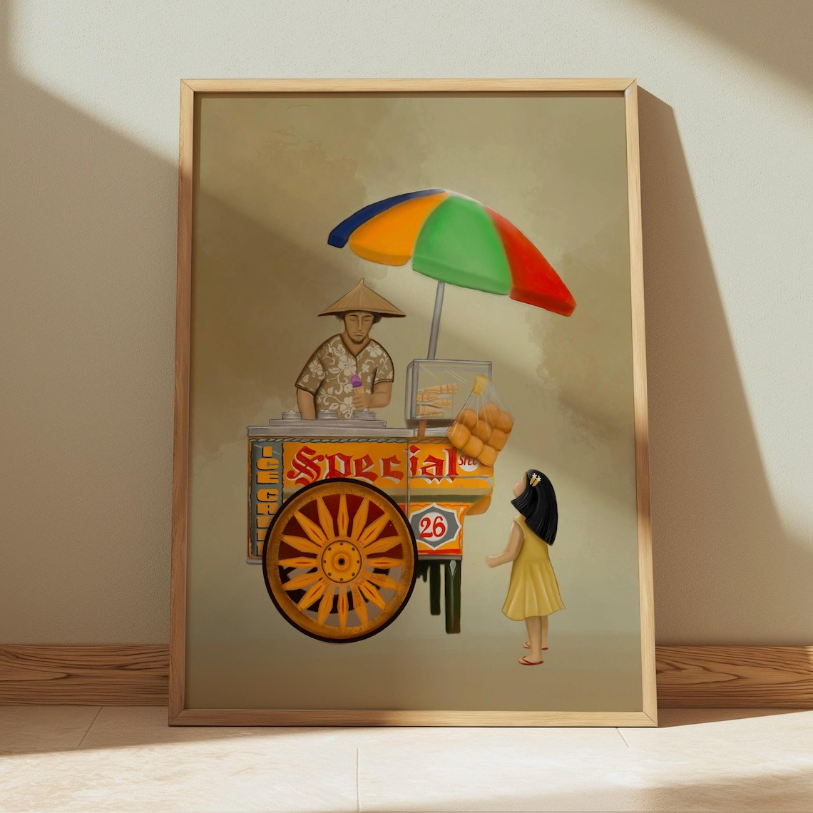 Dirty Ice Cream Sorbetes Cart Poster, Philippines Travel Poster