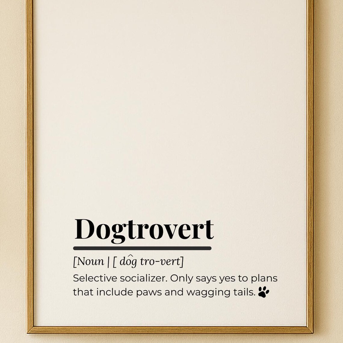 Dogtrovert Definition Funny Black And White Dictionary Style Dog Lover Print
