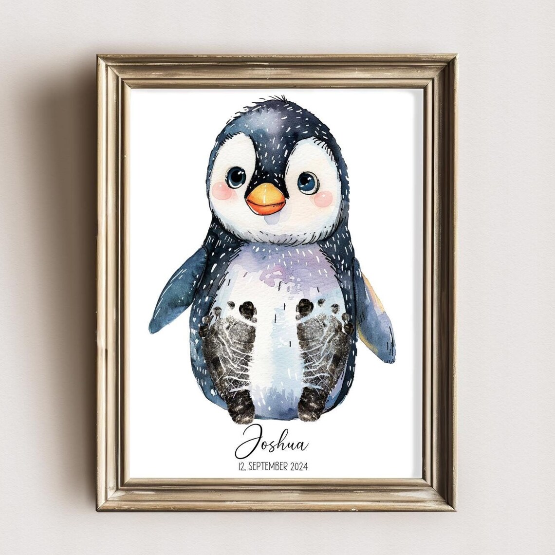 Personalized Penguin Footprints Nursery Art Print