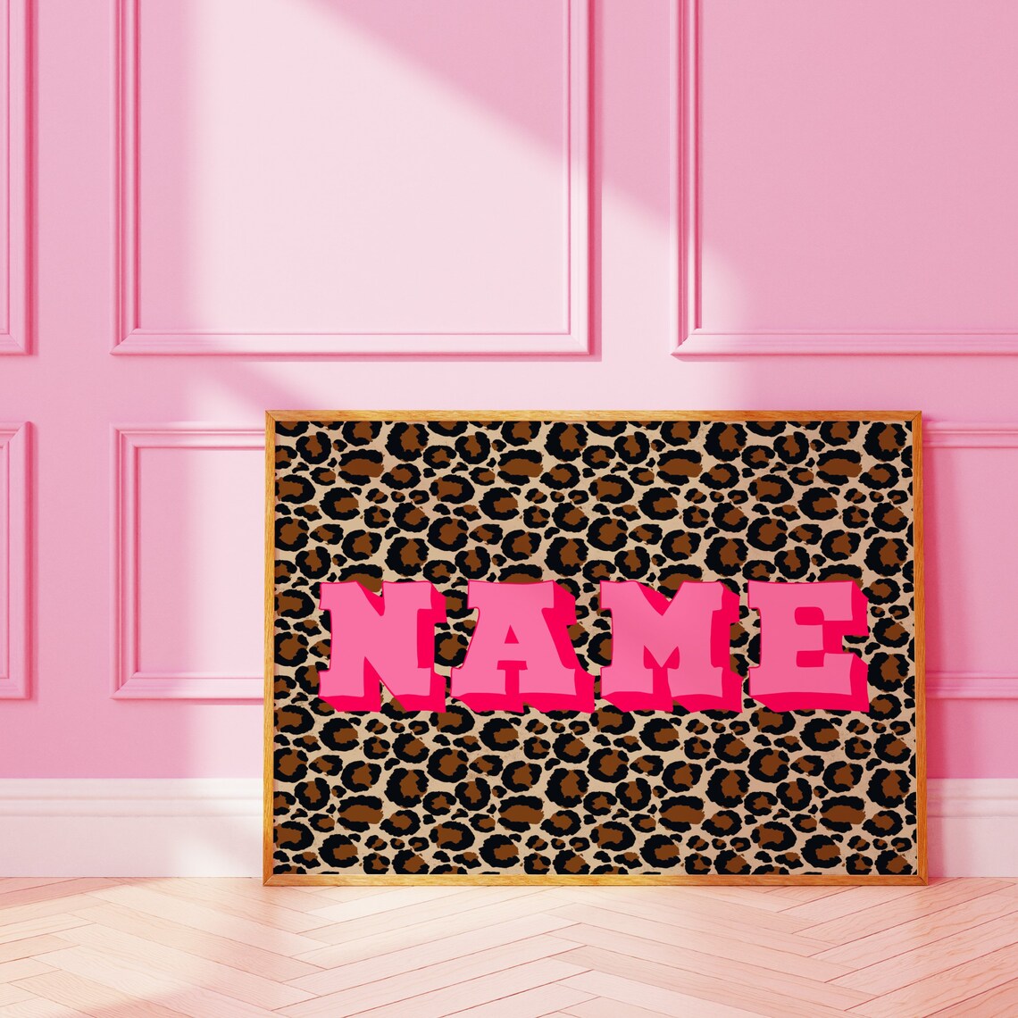Personalised Leopard Print Art Print, Custom Name