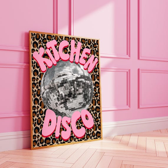 Kitchen Disco Leopard Print Discoball Art Print