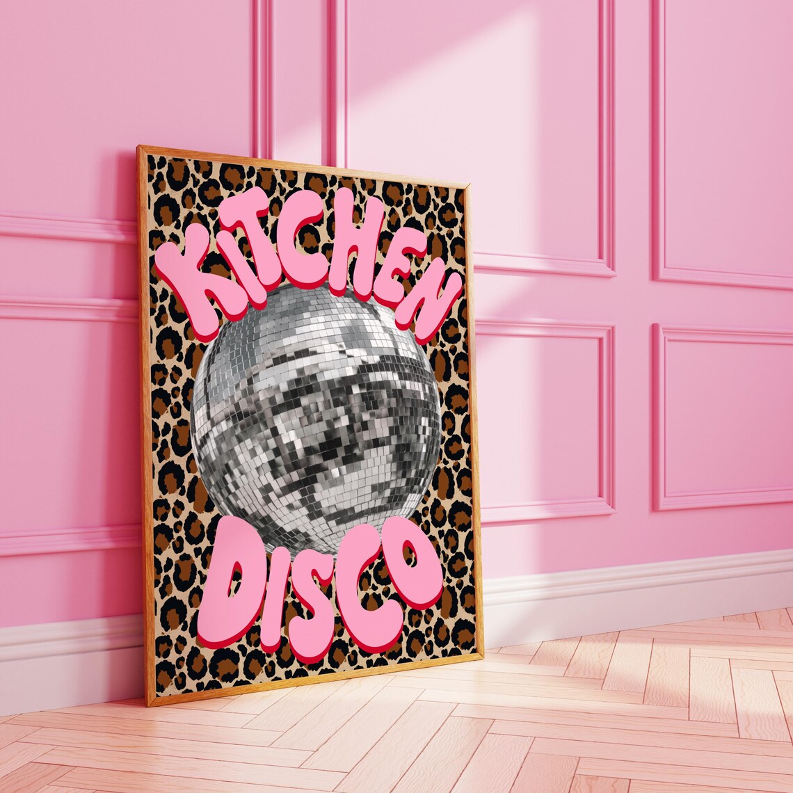 Kitchen Disco Leopard Print Discoball Art Print