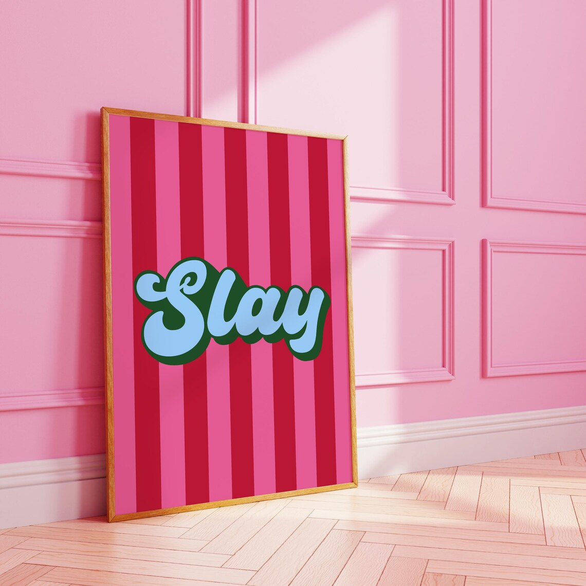 Slay Striped Typography Poster, Personalized Art Print
