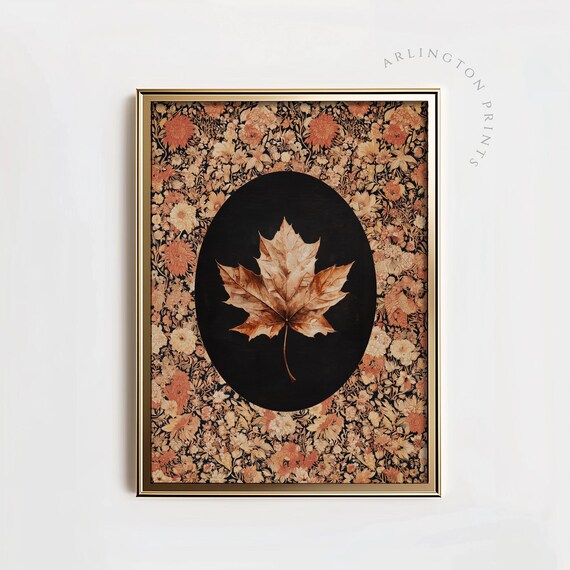 Autumn Floral Leaf Print Vintage Botanical Wall Art Cozy Fall Home Decor Bc13
