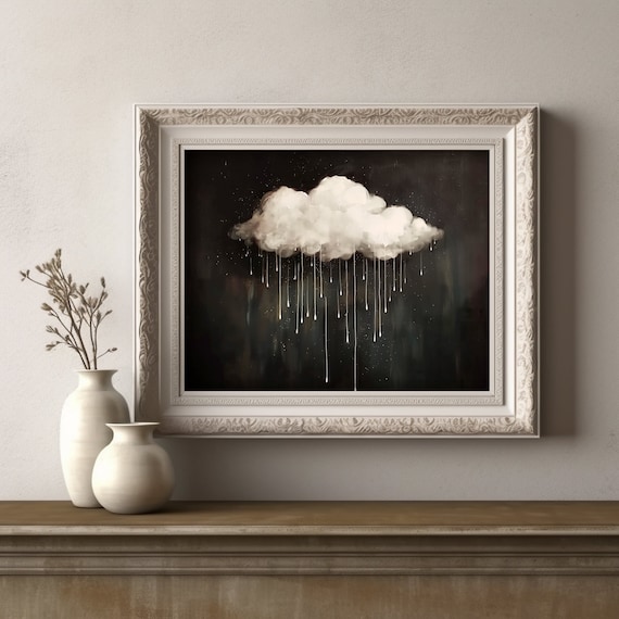 Moody Sky Rain Cloud Art Print, Minimalist Decor
