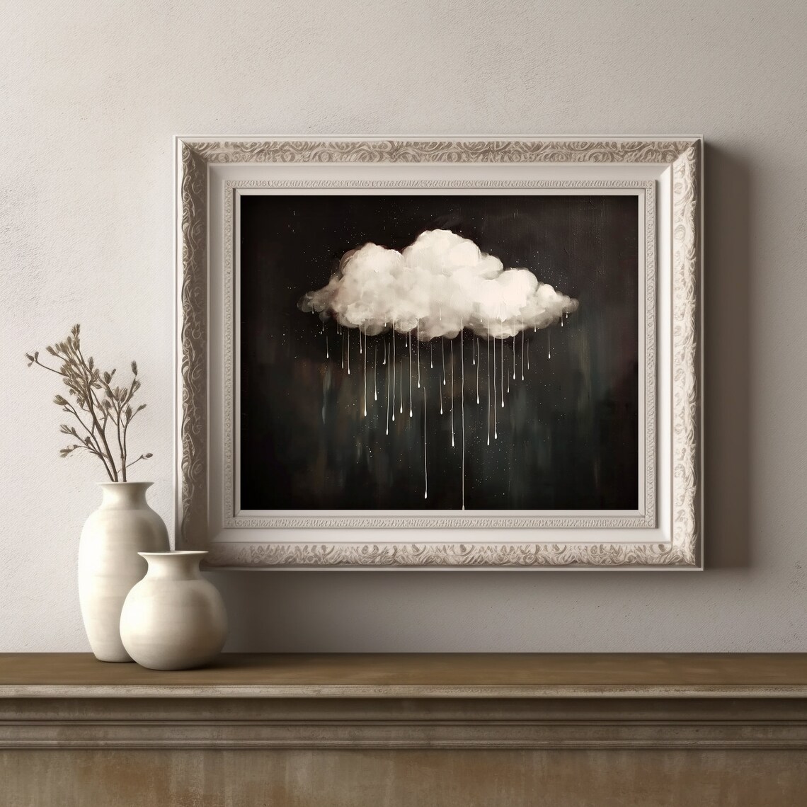 Moody Sky Rain Cloud Art Print, Minimalist Decor