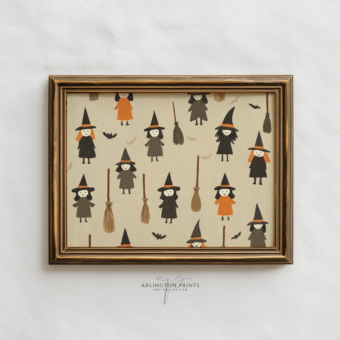 Cute Halloween Witch Wall Art Rustic Kids Room Decor Playroom Or Nursery Artwork 5058
