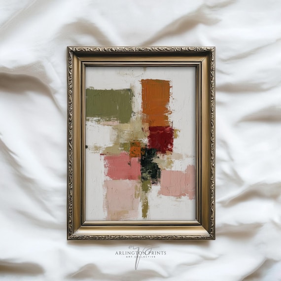 Abstract Neutral Wall Art Minimalist Modern Print Rustic Beige Painting Sc69