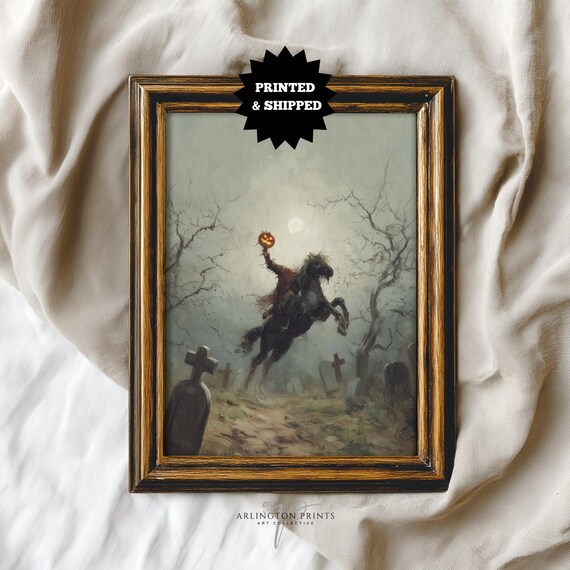 Headless Horseman Wall Art Printed Rustic Spooky Halloween Print Haunted Vintage Horror Artwork Country Gothic Unframed Poster 6108