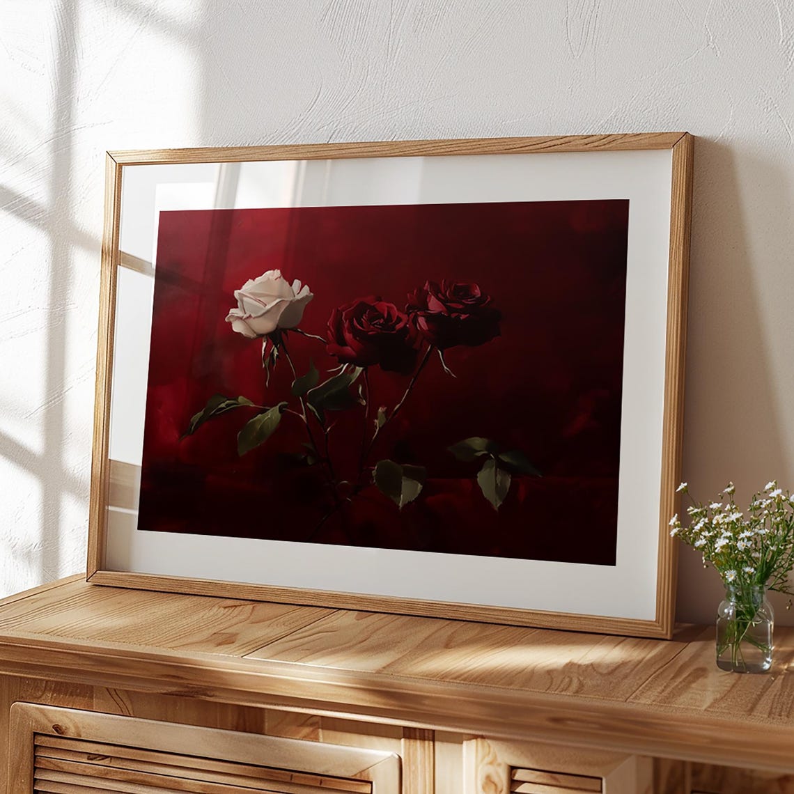 Moody Dark Roses Deep Red Dramatic Floral Gothic Romance Art Poster - Image 4