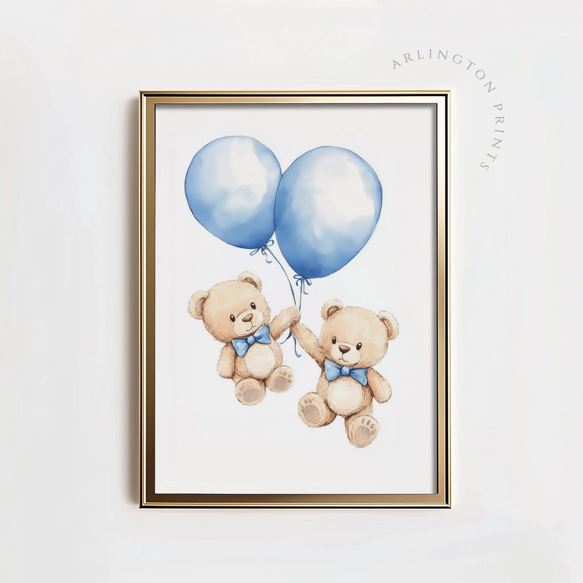 Twin Teddy Bear Nursery Art Print, Boys Room