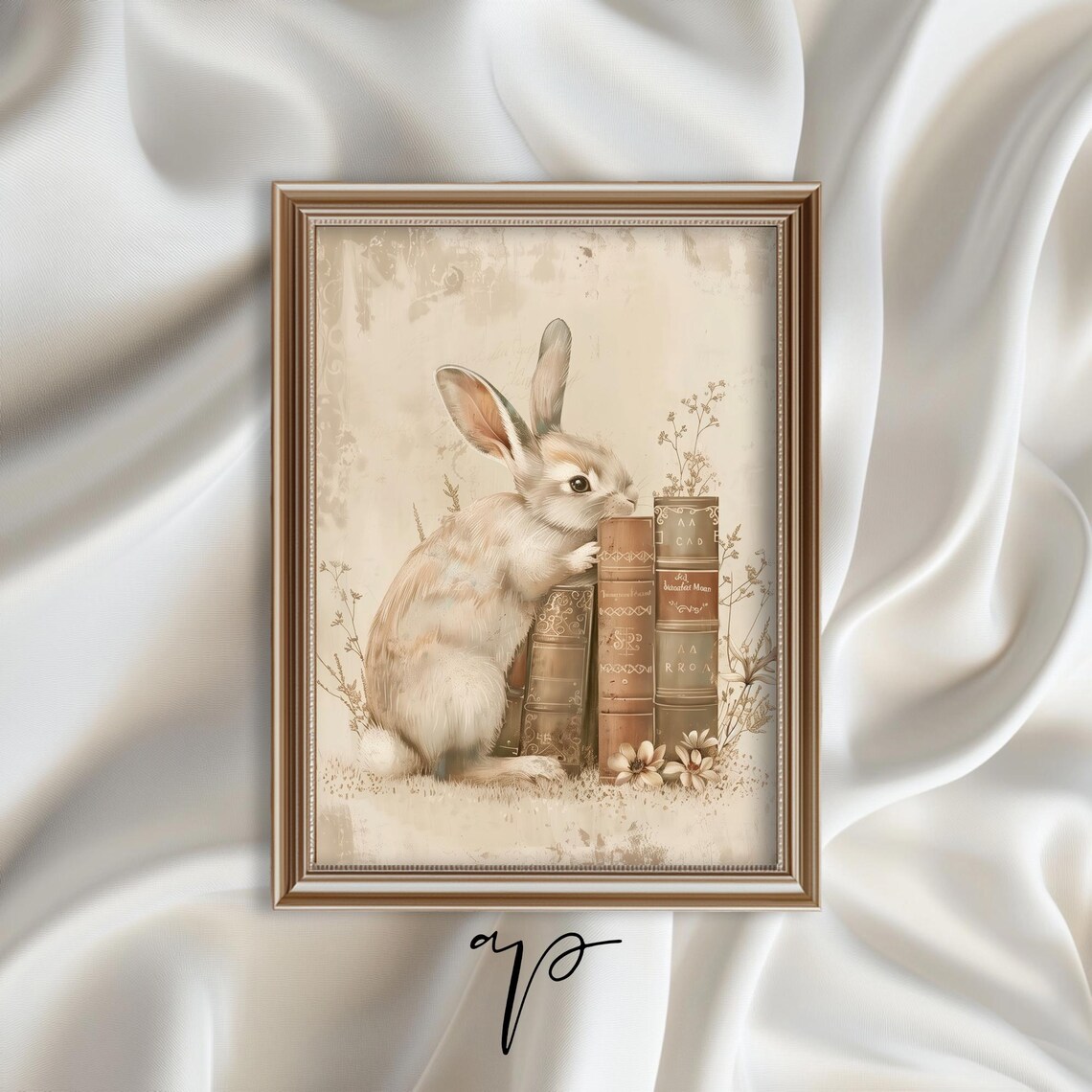 Neutral Rabbit Art Print, Boho Bunny Nursery Decor