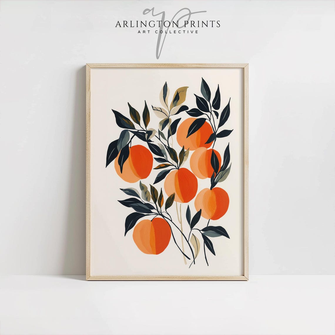 Retro Peaches Kitchen Art, Colorful Summer Poster Print