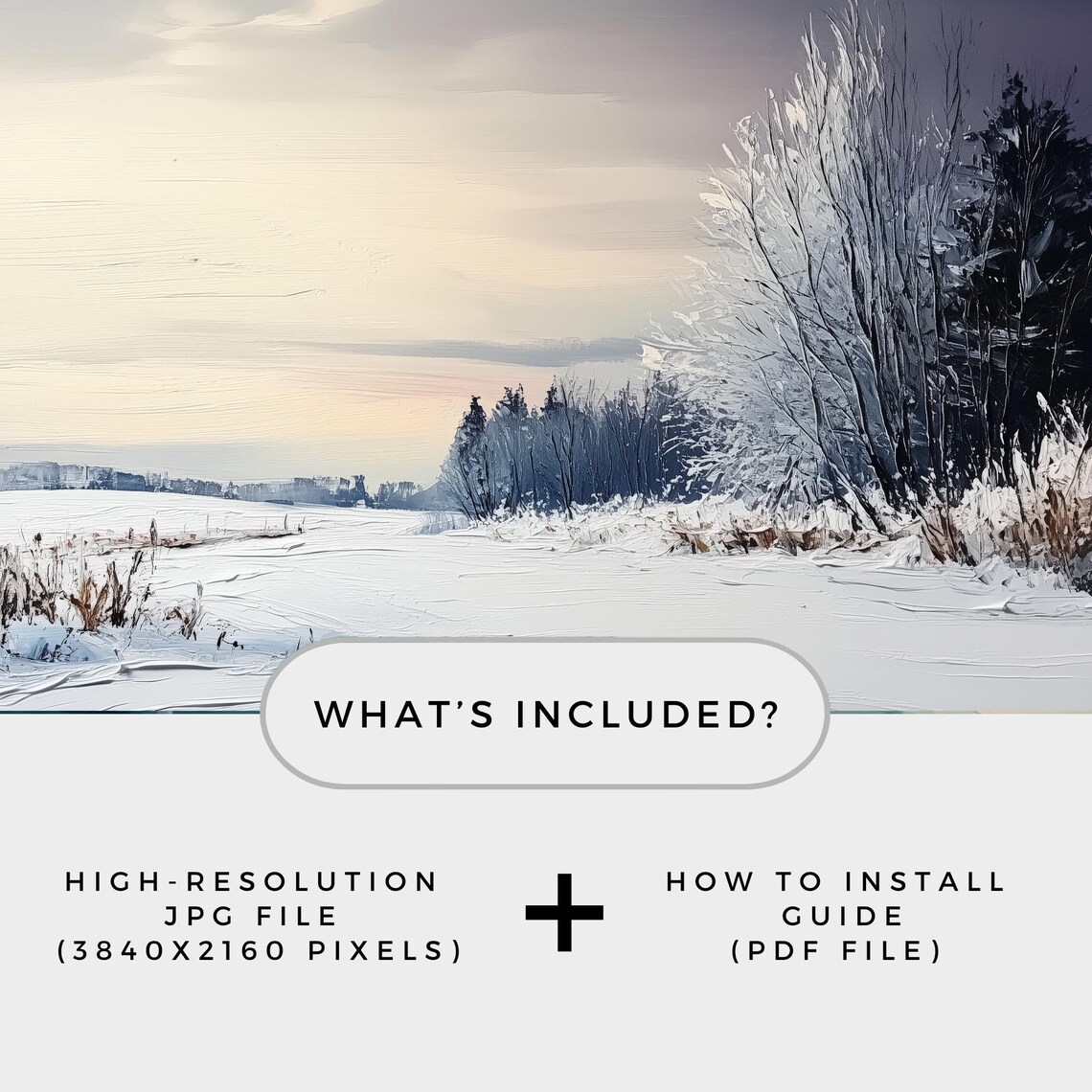 Snowy Winter Landscape Dusk Frame TV Display Moody Wall Print - Image 2