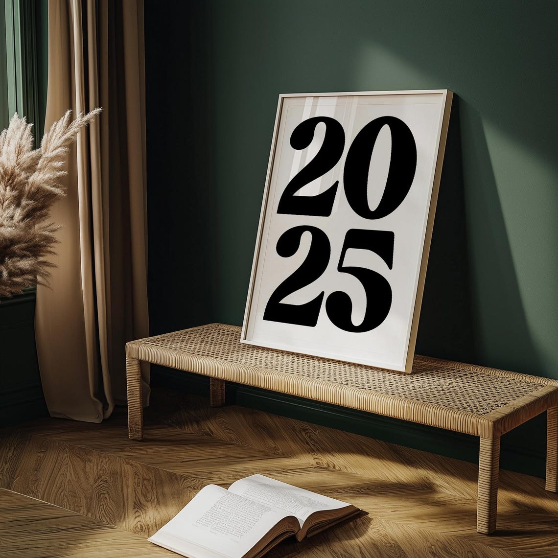2025 Bold Black White Minimalist Number Typography New Year Poster - Image 2