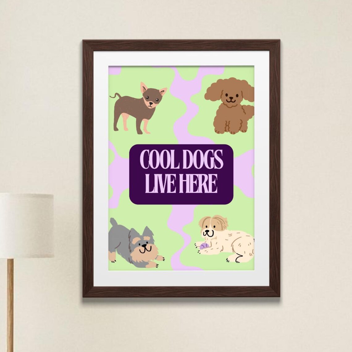 Cool Dogs Live Here Cute Funny Cartoon Dogs Nursery Animal Print