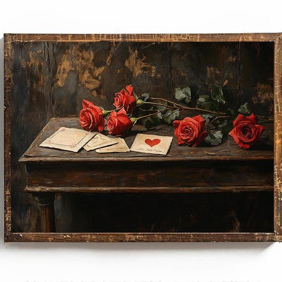 Valentines Day Wall Art For Valentines Day Decor Vintage Valentine Retro Valentines Day Dark Academia Valentines Decor Moody Wall