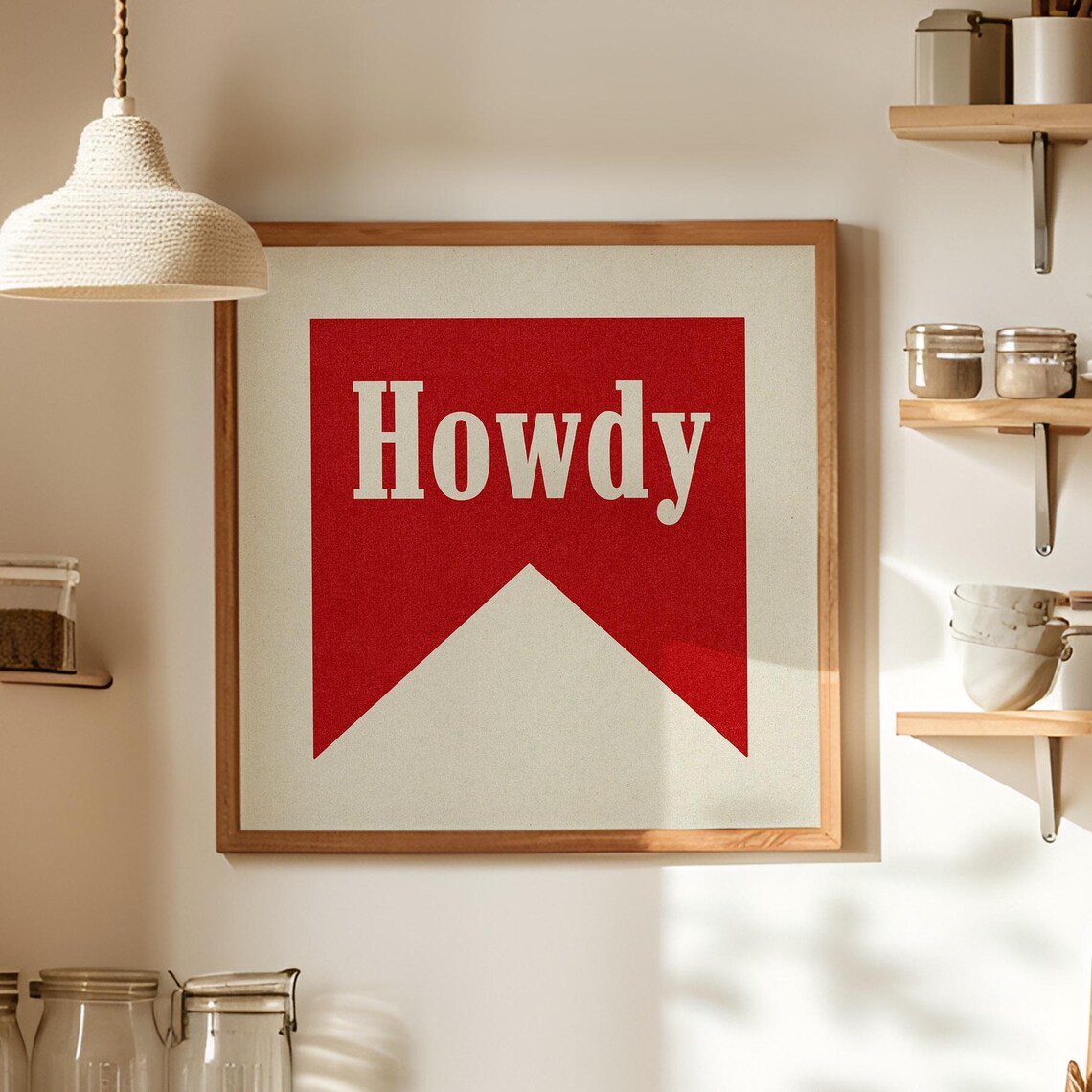 Howdy Typography Art Poster, Ranch House Decor