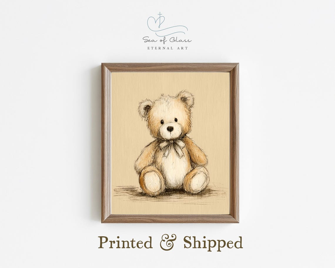 Teddy Bear Nursery Art Print Vintage Storybook Illustration