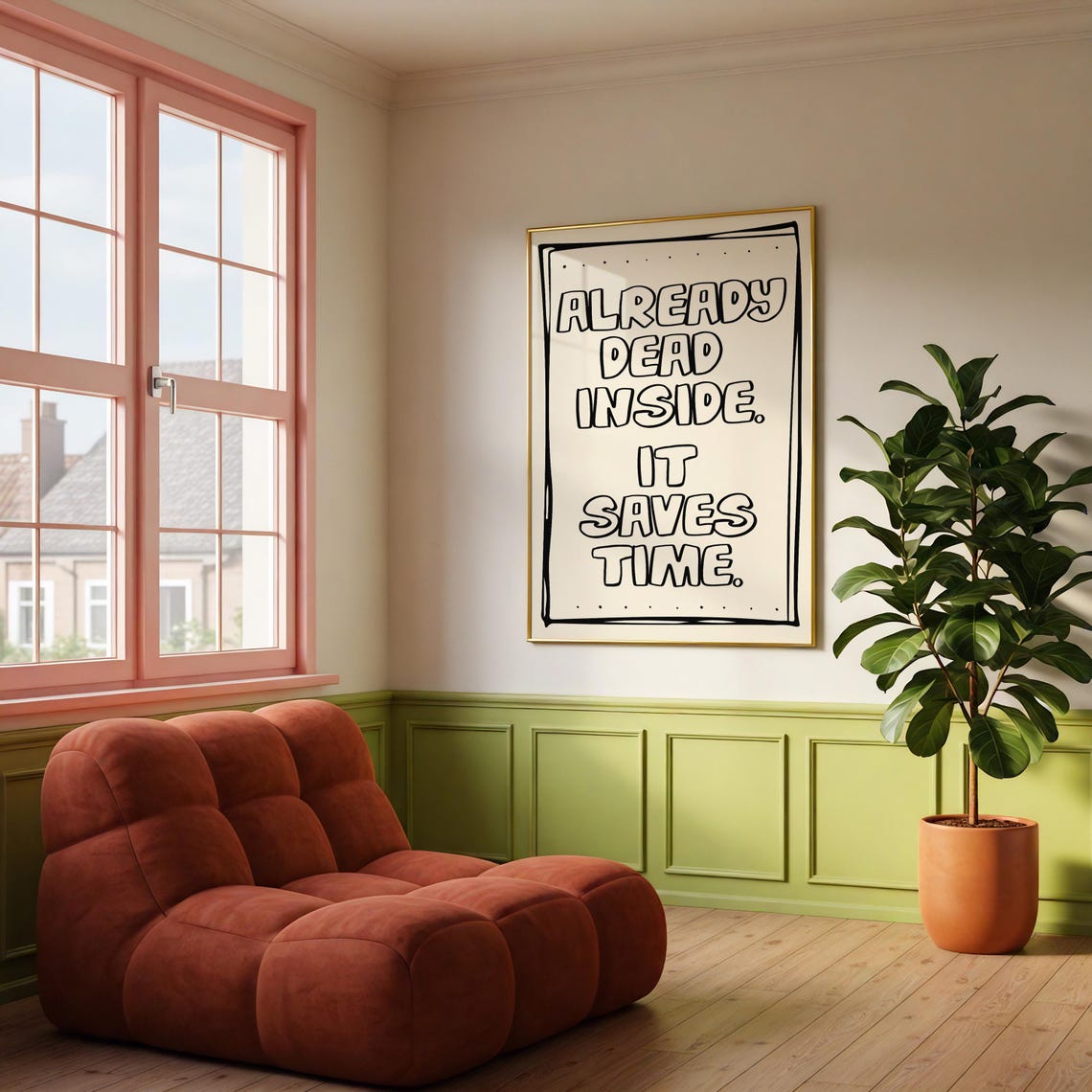 Already Dead Inside It Saves Time Dark Humor Quote Wall Art Gift - Image 2