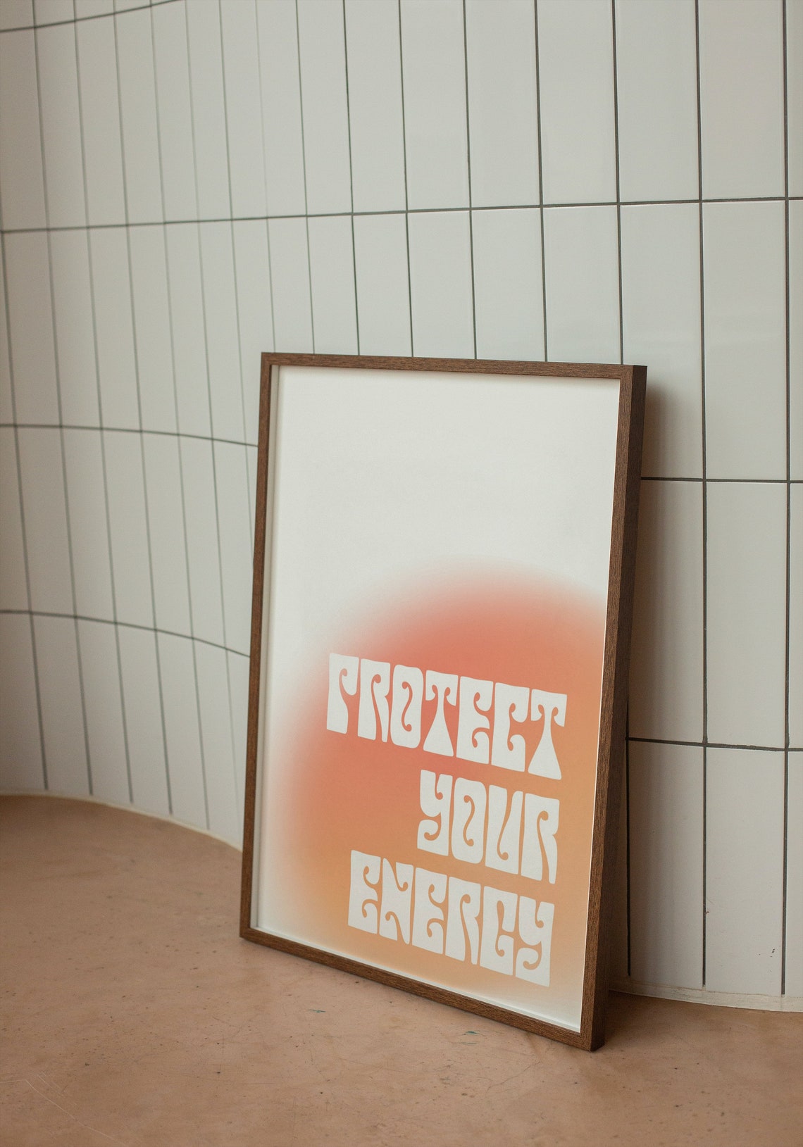 Protect Your Energy Aura Gradient Groovy Retro Self Care Poster - Image 2