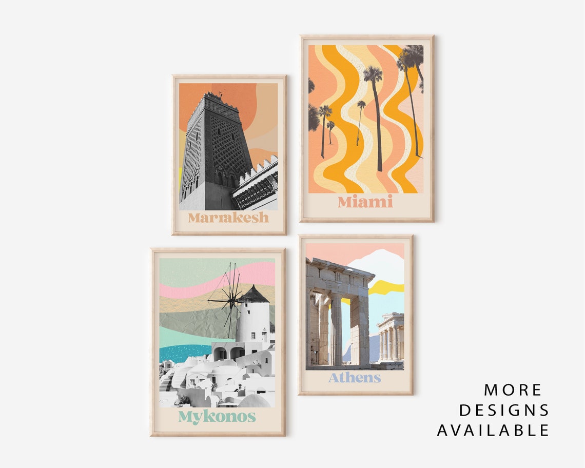 Mykonos Greece Windmill Boho Pastel Retro Summer Travel Poster - Image 2