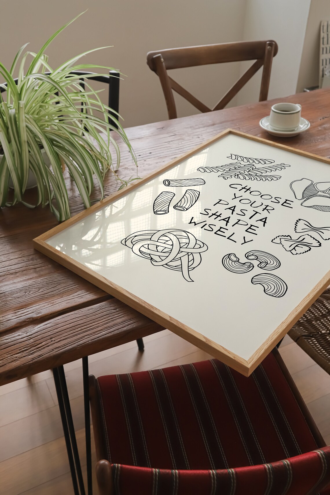 Retro Pasta Sketch Poster, Minimalist Kitchen Decor - Image 2