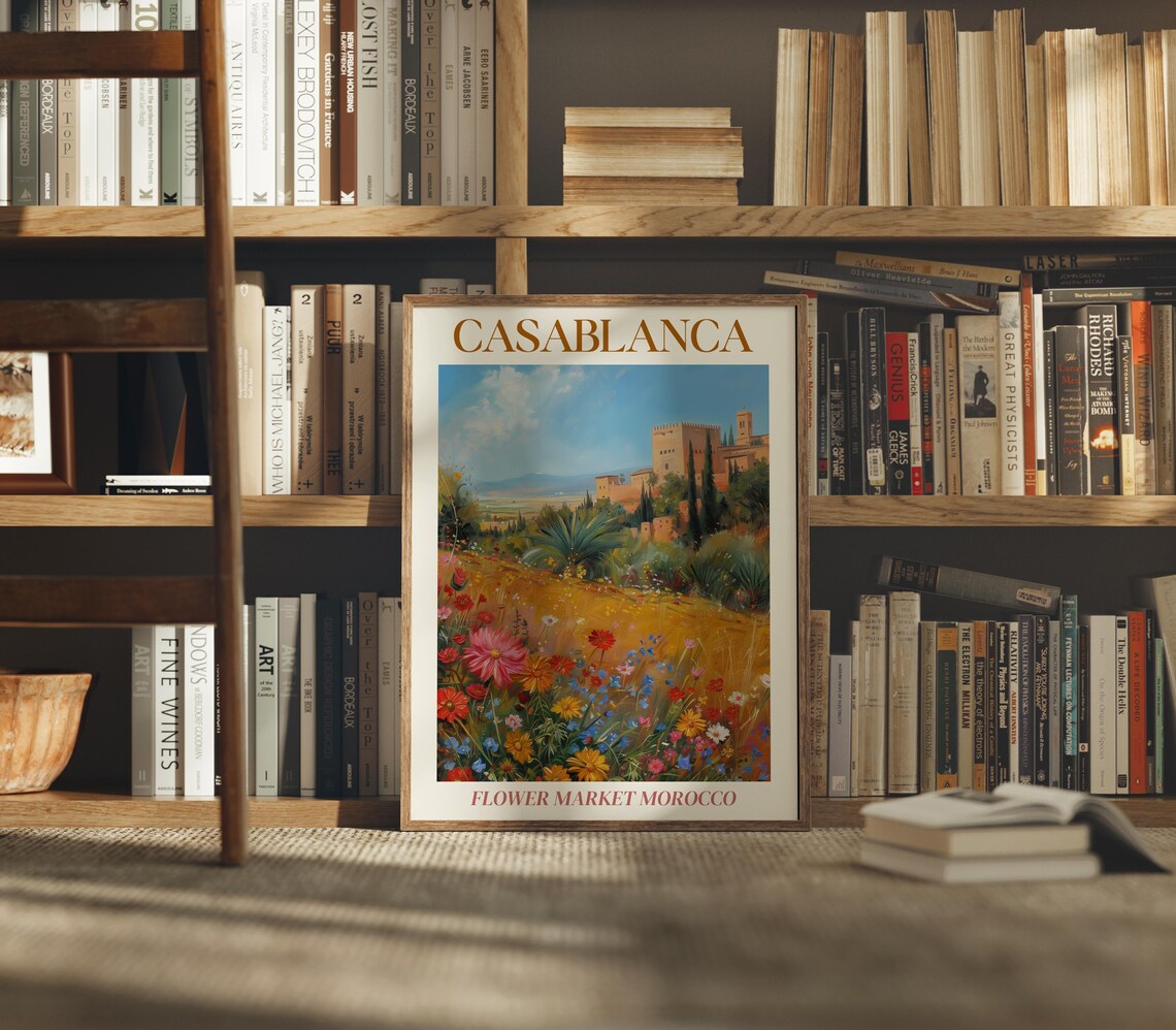 Casablanca Morocco Flower Market Fortress Wildflower Field Poster - Image 3