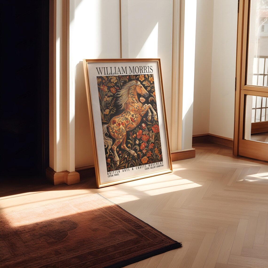 William Morris Golden Horse Floral Autumn Botanical Exhibition Poster - Image 4