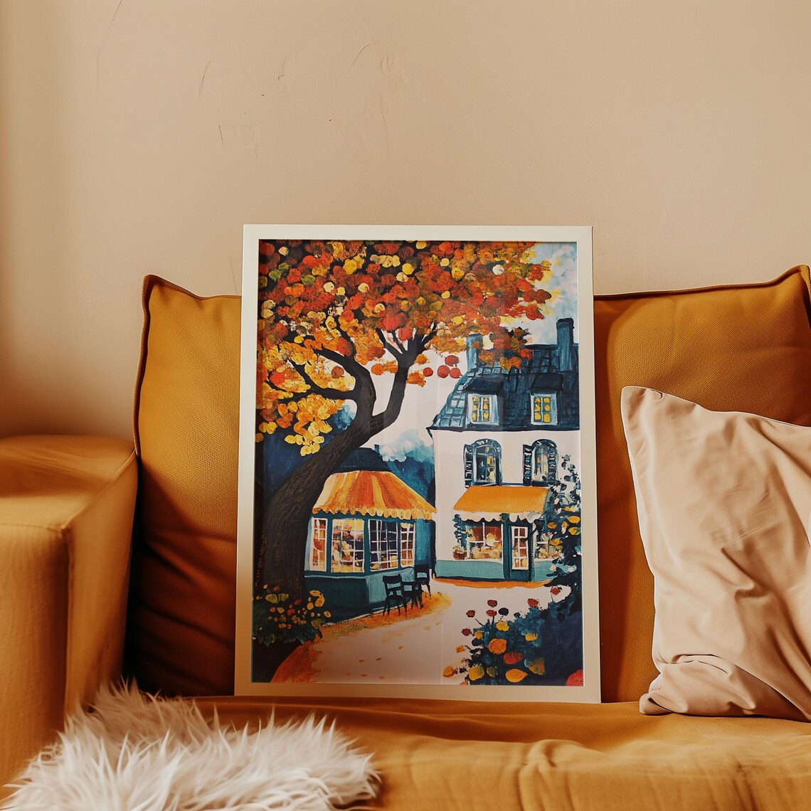Matisse-Inspired Cozy Autumnal Small Town Poster - Image 4