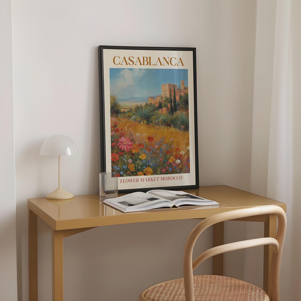 Casablanca Morocco Flower Market Fortress Wildflower Field Poster - Image 2