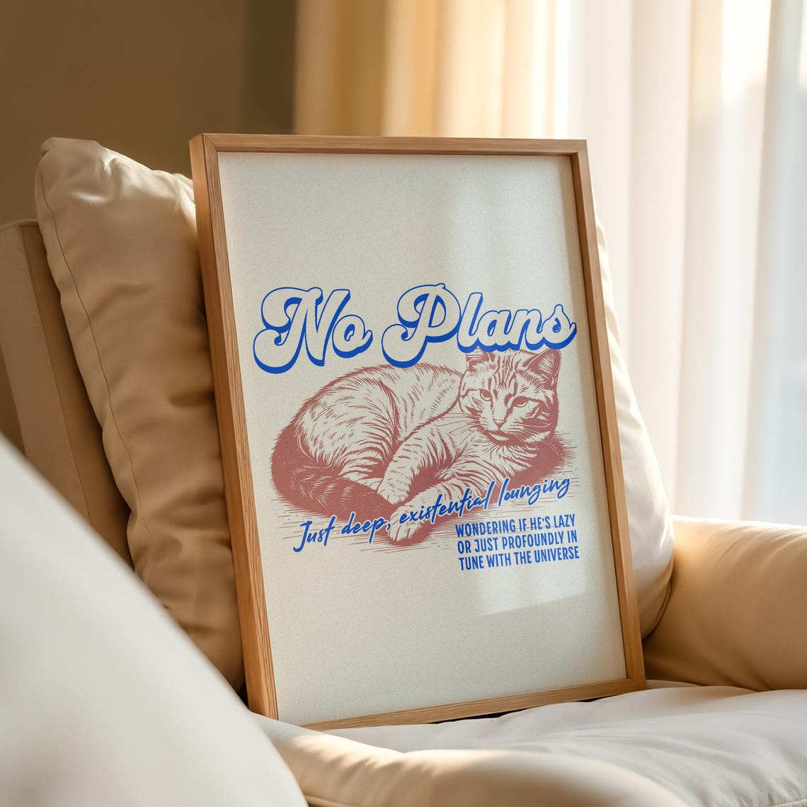 No Plans Just Deep Existential Lounging Funny Red Tabby Cat Poster - Image 3
