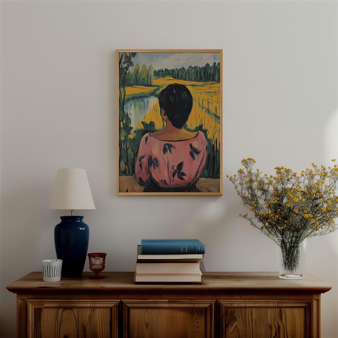 Woman Viewing Vineyard Landscape Matisse Style Fauvism Art Poster - Image 2