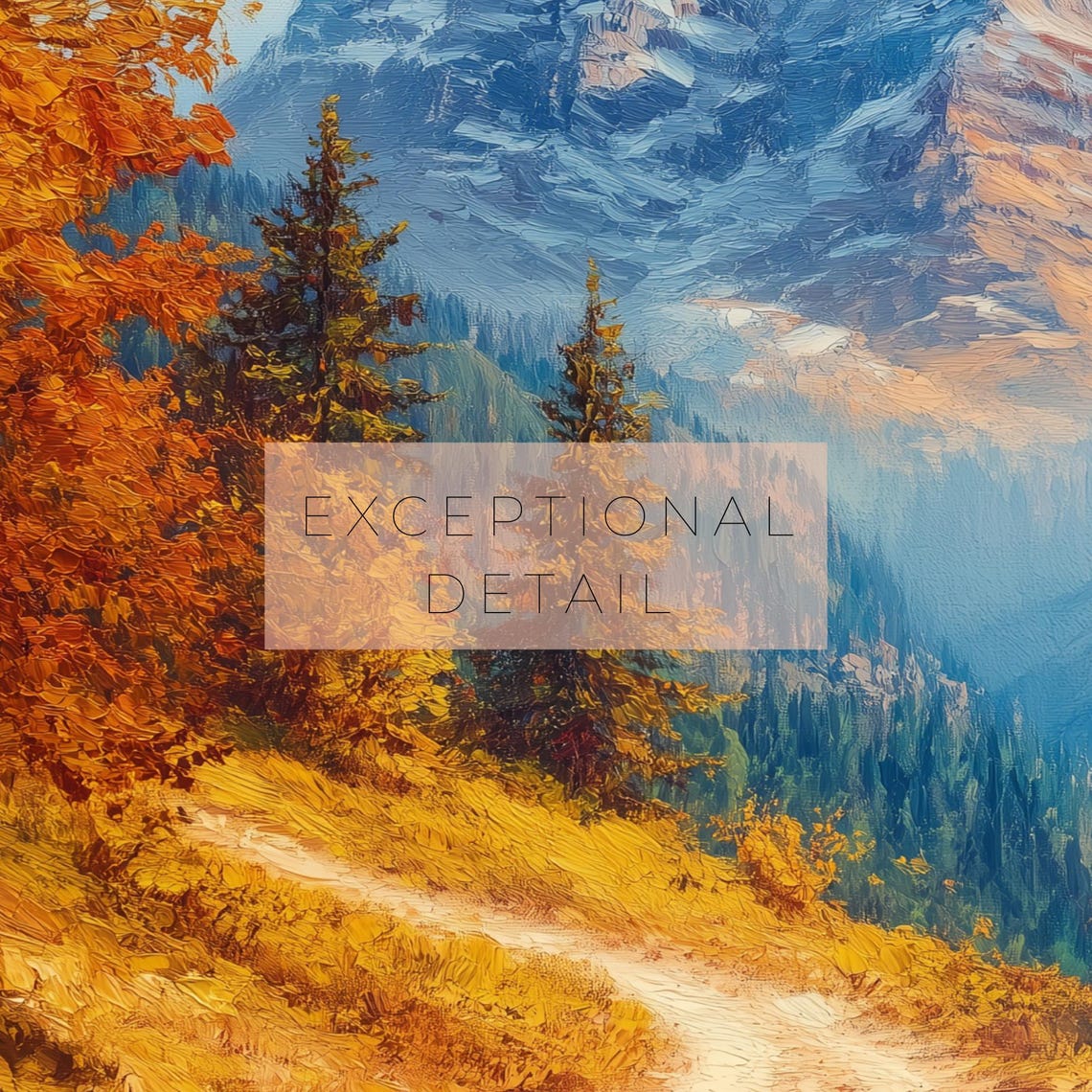 Autumn Mountain Path Snow Capped Peak Alpine Fall Scenery Poster - Image 2