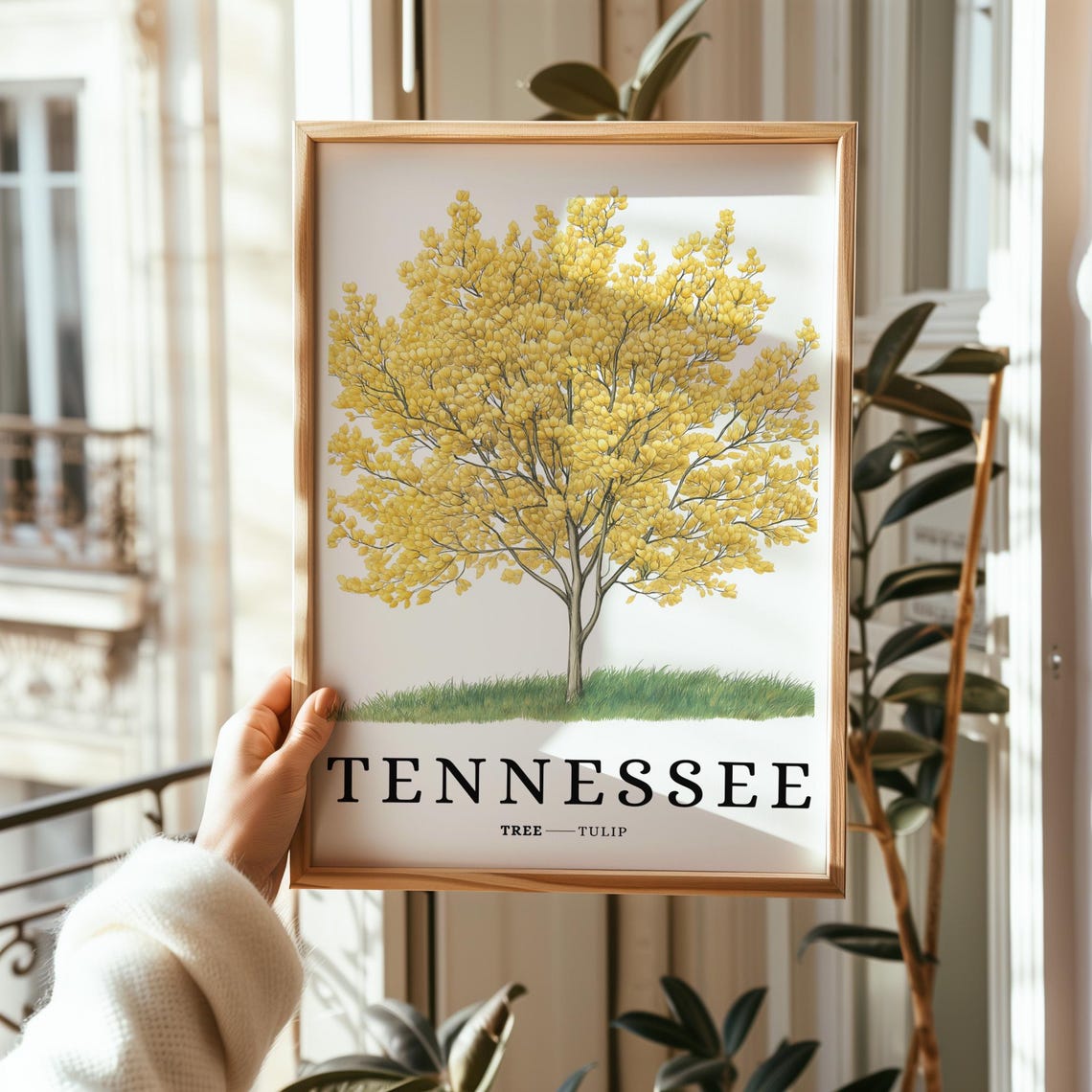 Tennessee Tulip Tree Yellow Blossom Botanical Southern State Poster - Image 2