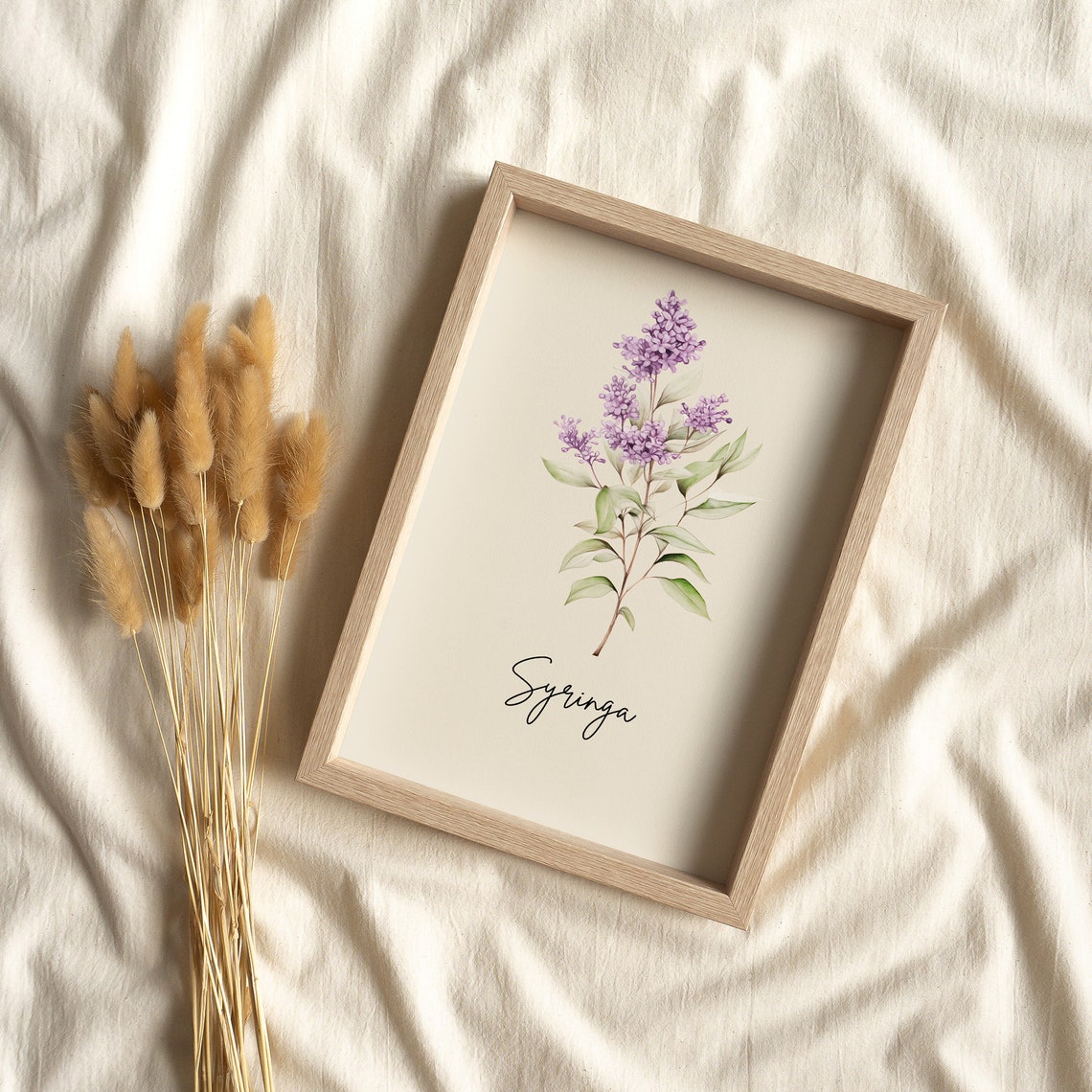 Syringa Lilac Botanical Watercolor State Flower Minimalist Art Print - Image 3