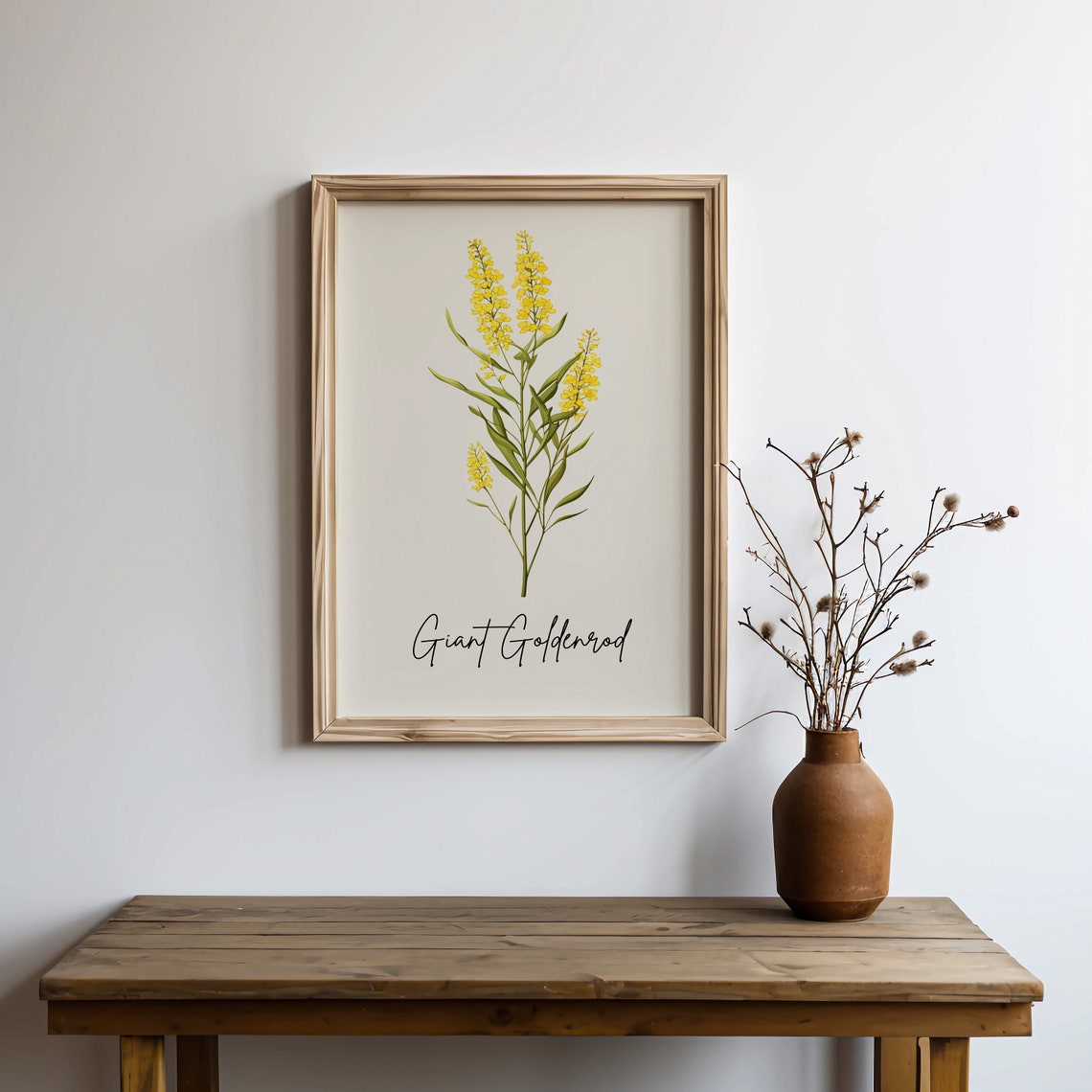 Giant Goldenrod Botanical Watercolor State Flower Minimalist Art Print - Image 3