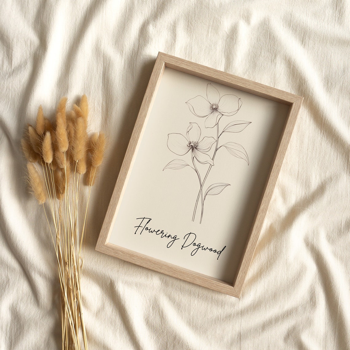 Flowering Dogwood Minimalist Botanical Line Art Wall Art Print - Image 3