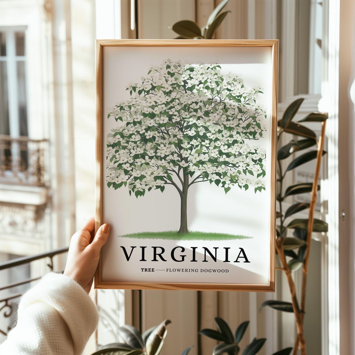 Virginia Flowering Dogwood Blossom Botanical Southern State Poster - Image 2