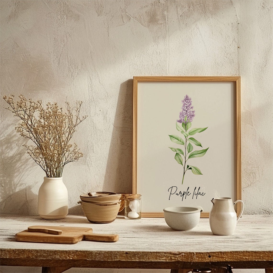 Purple Lilac Botanical Watercolor State Flower Minimalist Art Print - Image 2