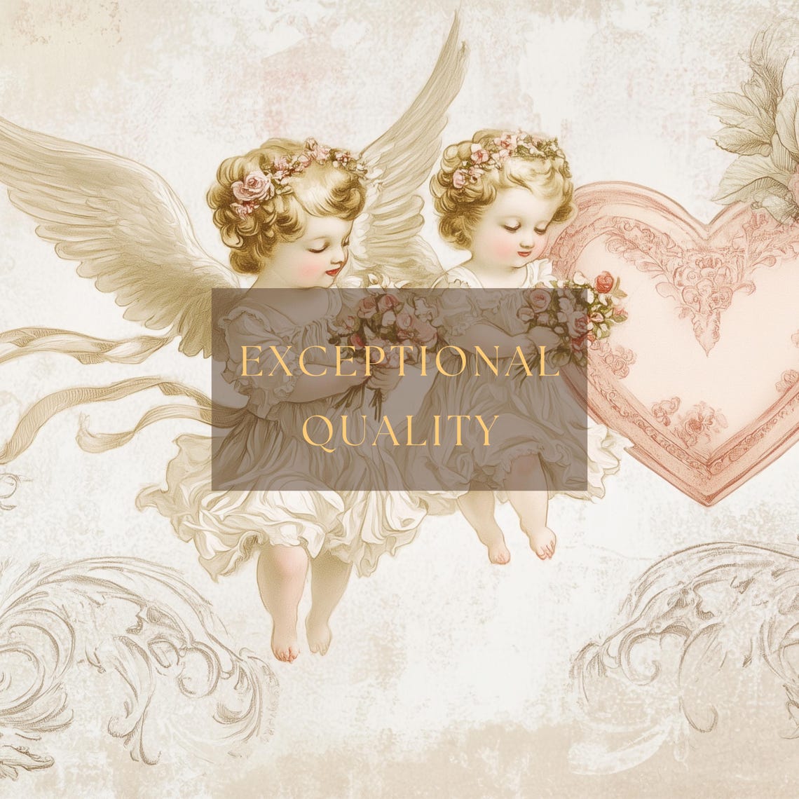 Valentines Tv Art Angels Vintage Frame Tv Art Spiritual Angels Neutral Painting Pink Heart And Roses Farmhouse Decor - Image 2