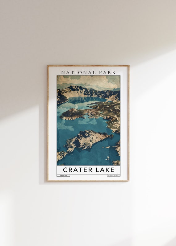 Crater Lake National Park Travel Print Crater Lake South Oregon Print Crater Lake National Park Crater Lake National Park Poster Print